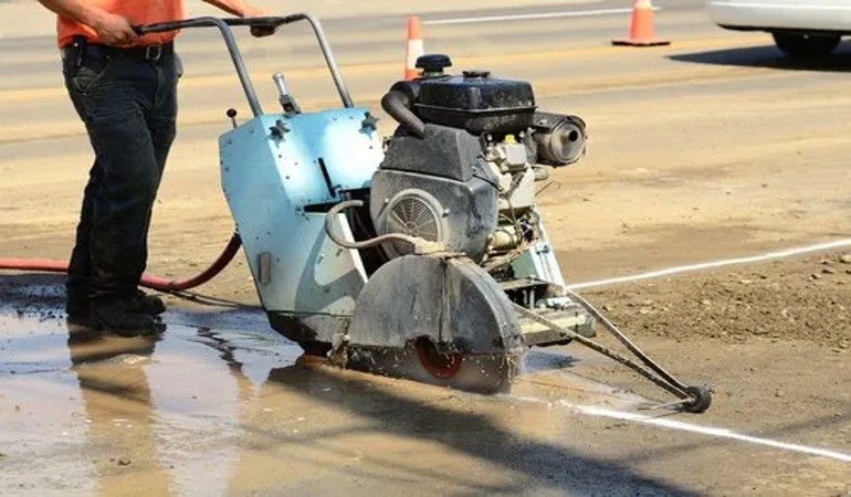 Precision control joint cutting and polyurea filling on an industrial slab