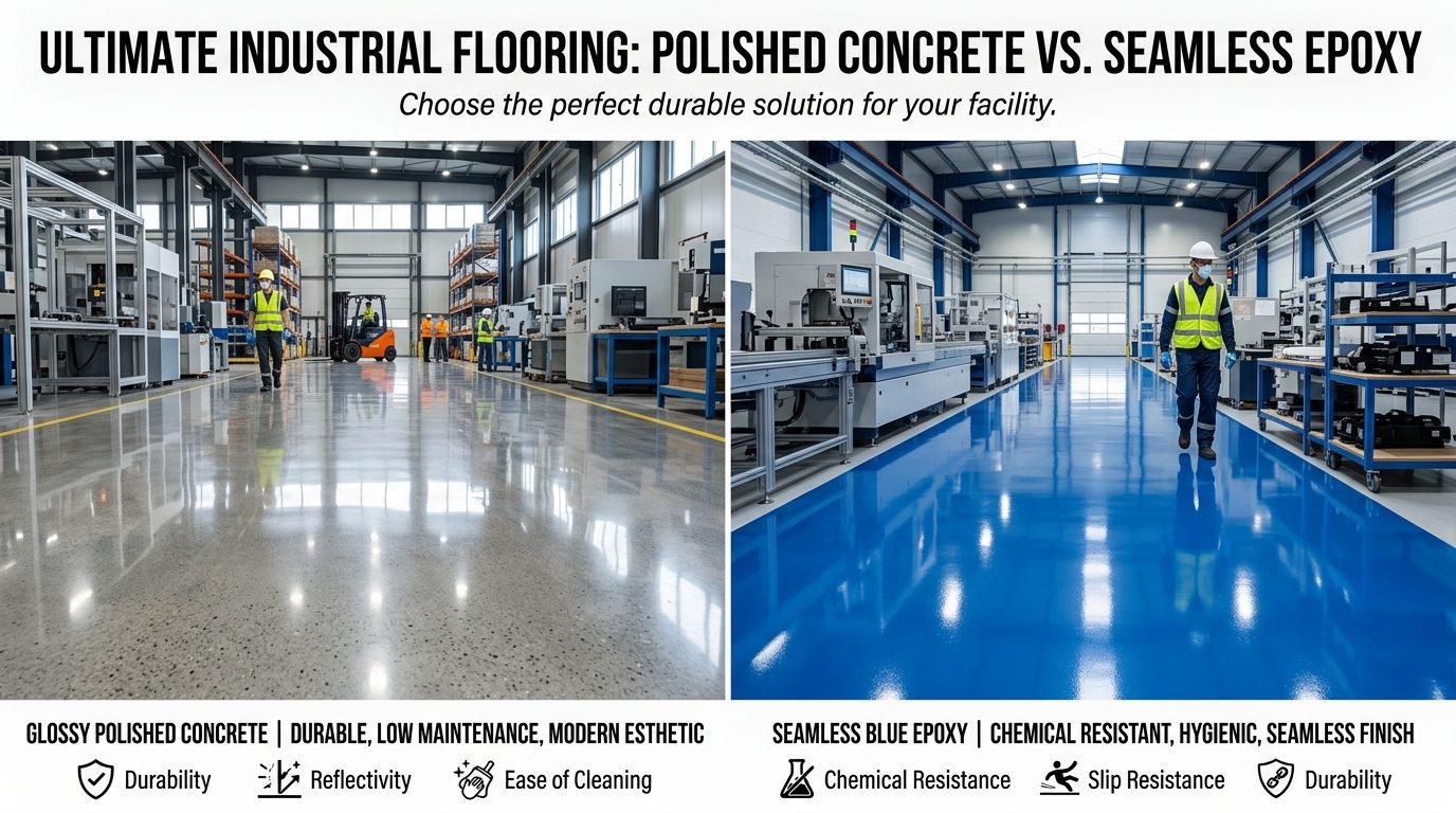 Concrete Polishing vs Epoxy Flooring for Industrial Facilities