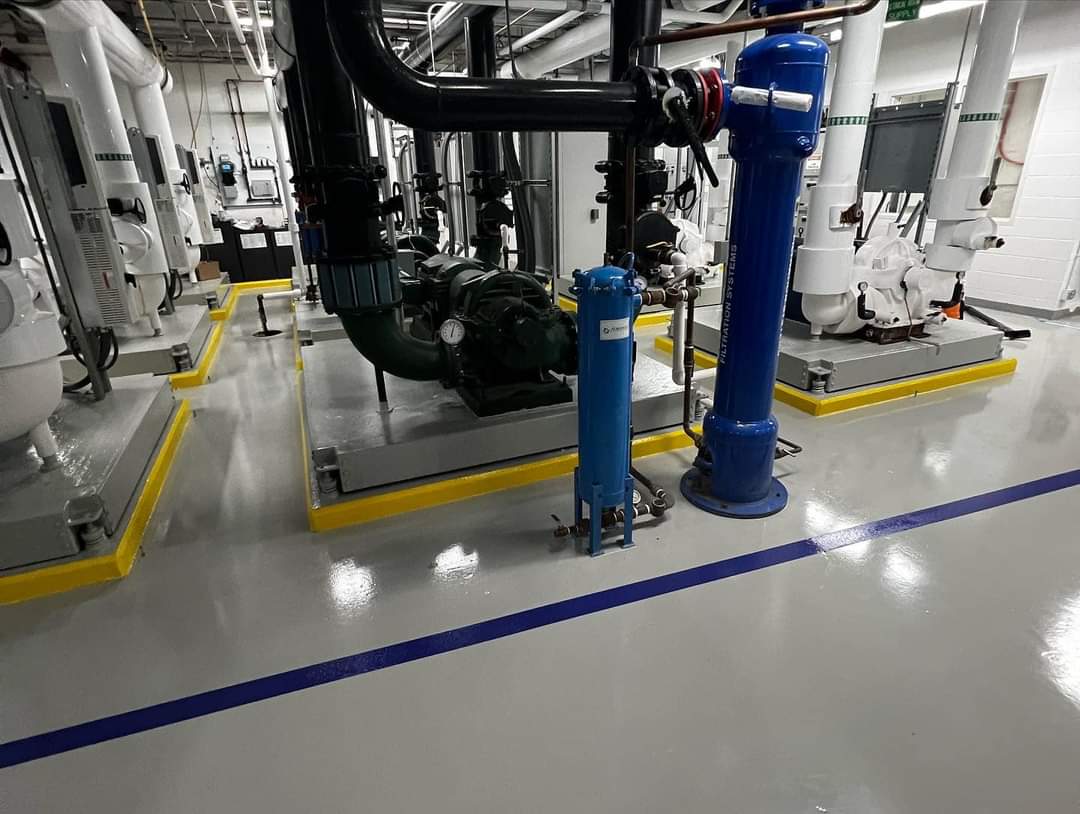 Polyurethane floor coating in a commercial unit